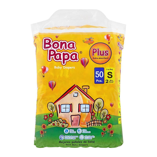Bona Papa Plus Baby Diapers, Small, No. 2, 3-6kg, 50-Pack