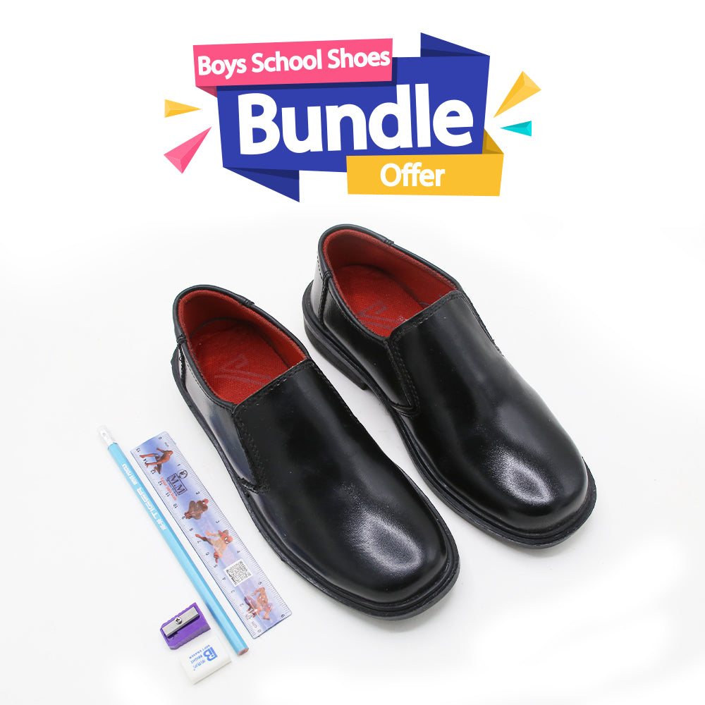 Boys School Plain Shoes - Black, Boys Formal Shoes, Chase Value, Chase Value