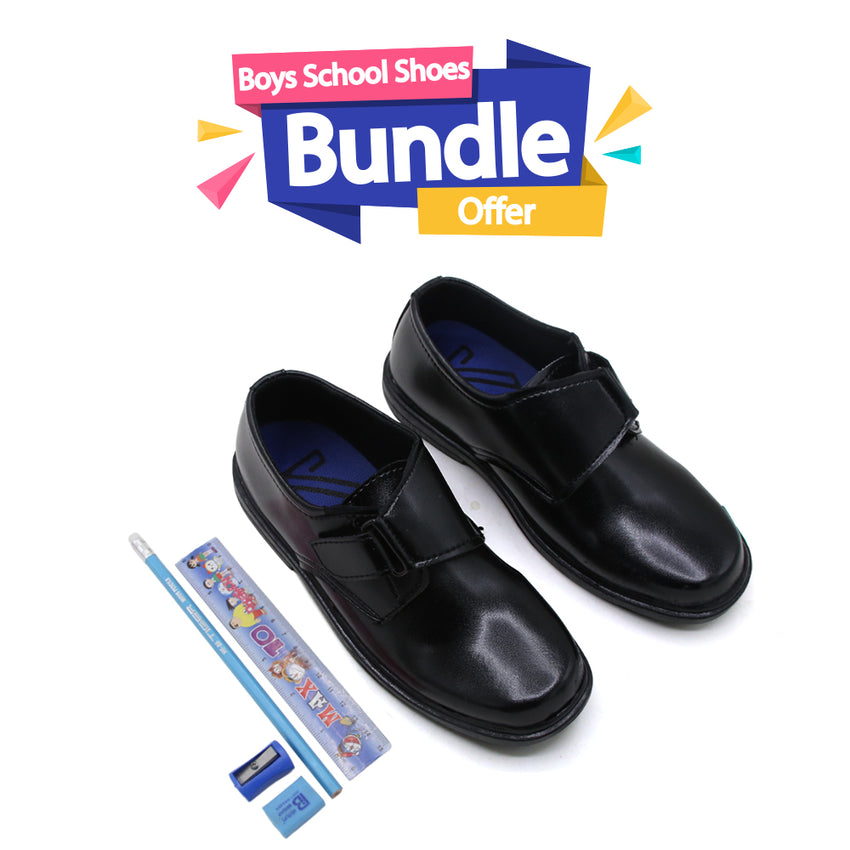 Boys School Strap Shoes - Black