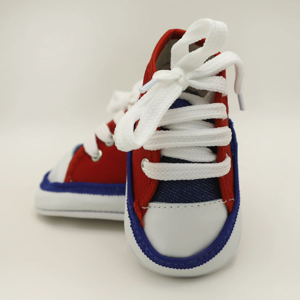 Newborn Boys Long Fancy Shoes - Red & Blue, Newborn Caps, Shoes & Socks, Chase Value, Chase Value