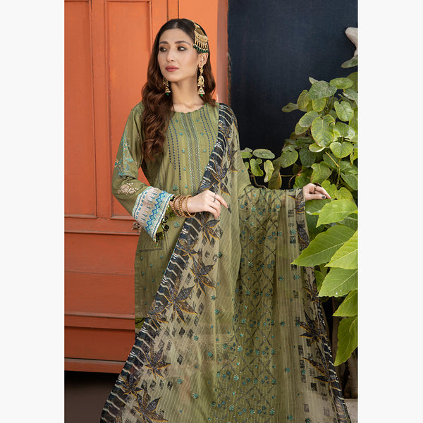 Schick Jaal Series Heavy Embroidered Unstitched 3Pcs Suit - 6