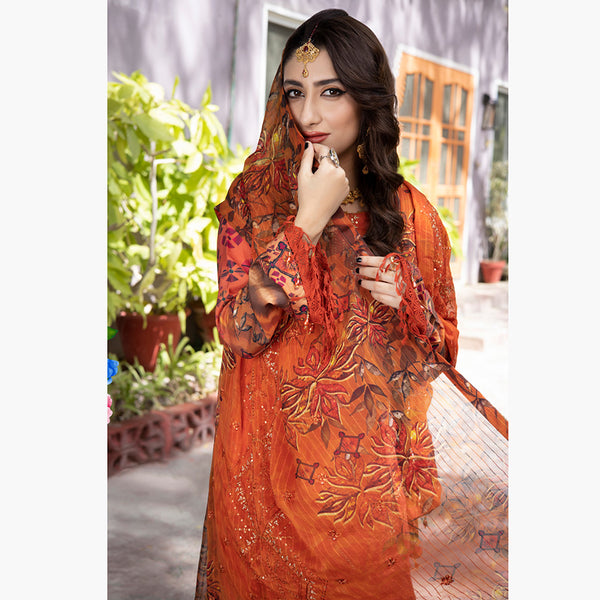 Schick Jaal Series Heavy Embroidered Unstitched 3Pcs Suit - 2
