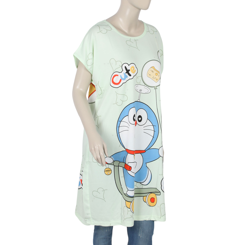 Women's Nighty T-Shirt - Light Green, Women Night Suit, Chase Value, Chase Value