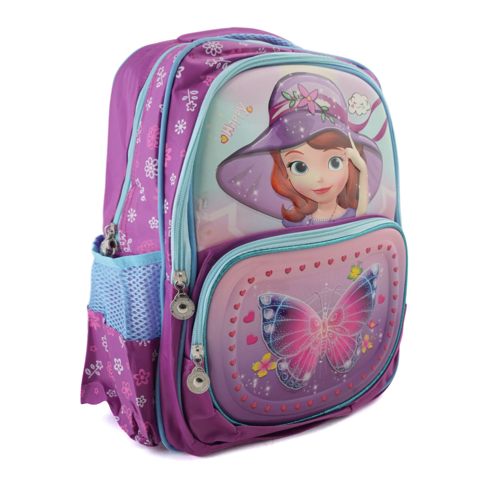 Kids Character Backpack – 18" School Bag with Cartoon Print - Purple, School Bags, Chase Value, Chase Value