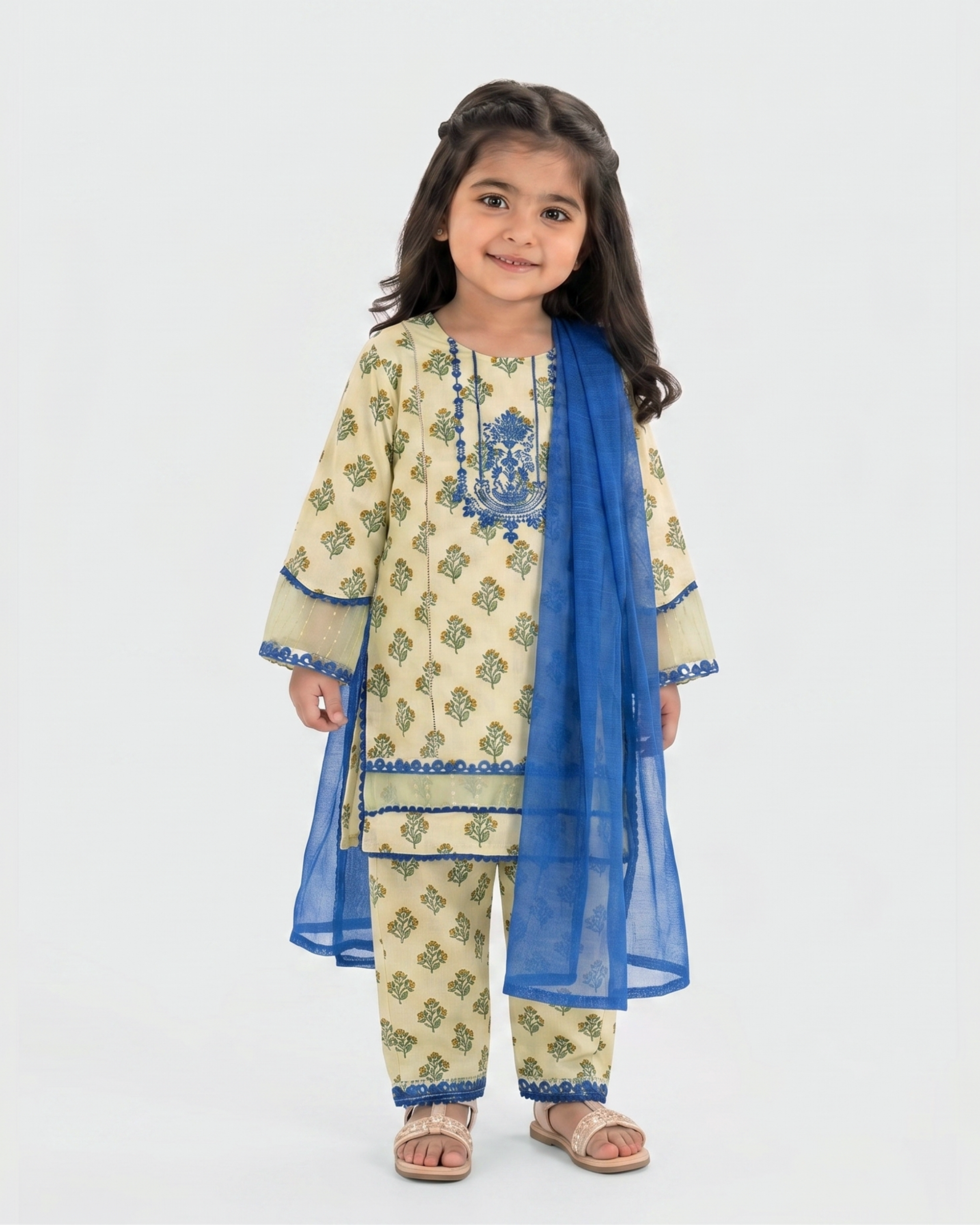 Eminent Girls' Essential Embroidered Dyed 3 Pc Suit