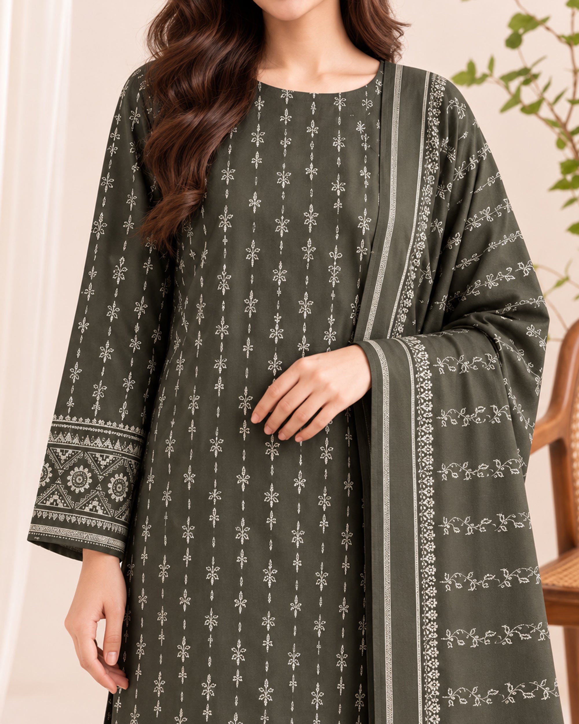 VS Pashmina Exclusive Printed Suit - 3 Pc by VS Textile