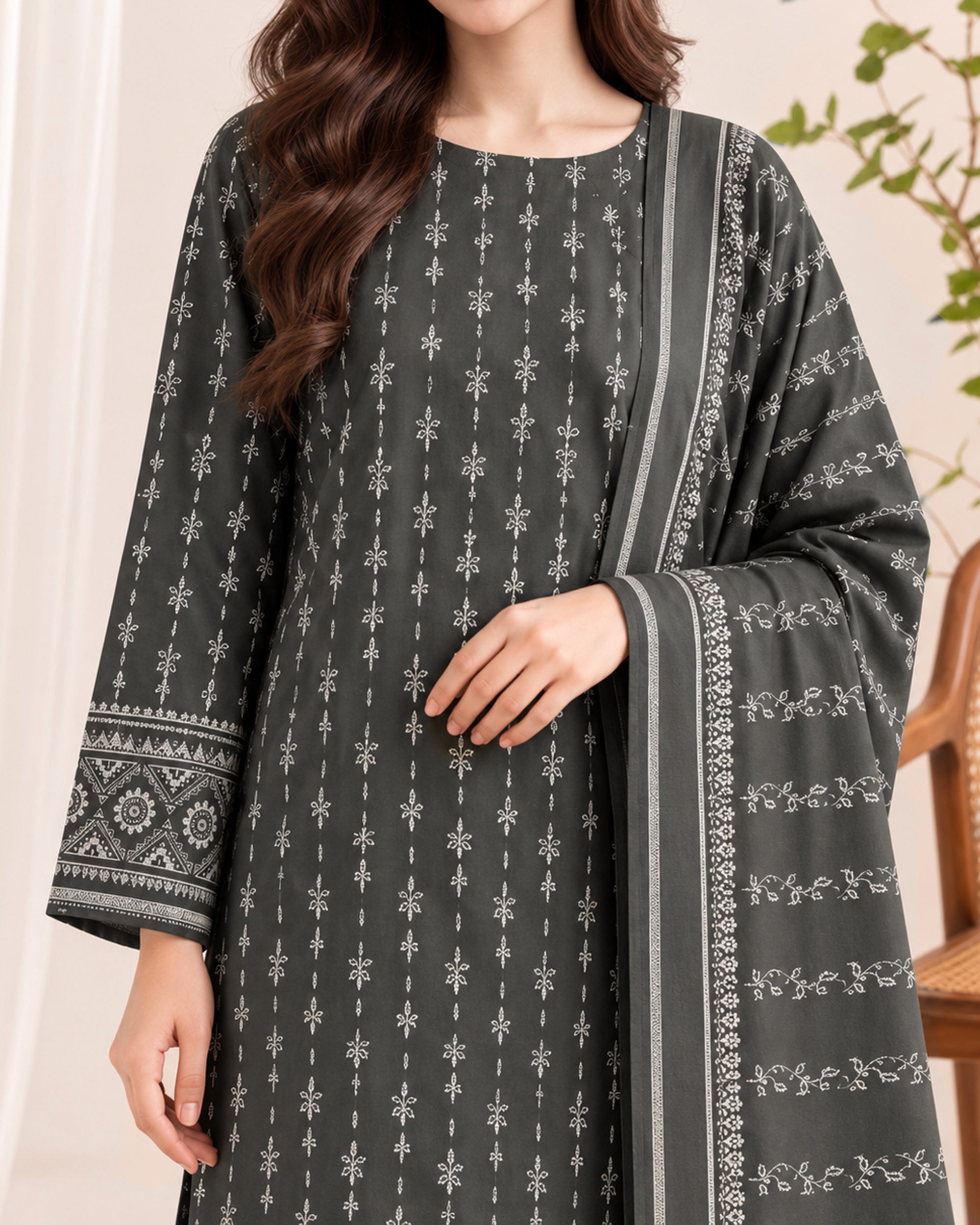 VS Pashmina Exclusive Printed Suit - 3 Pc by VS Textile