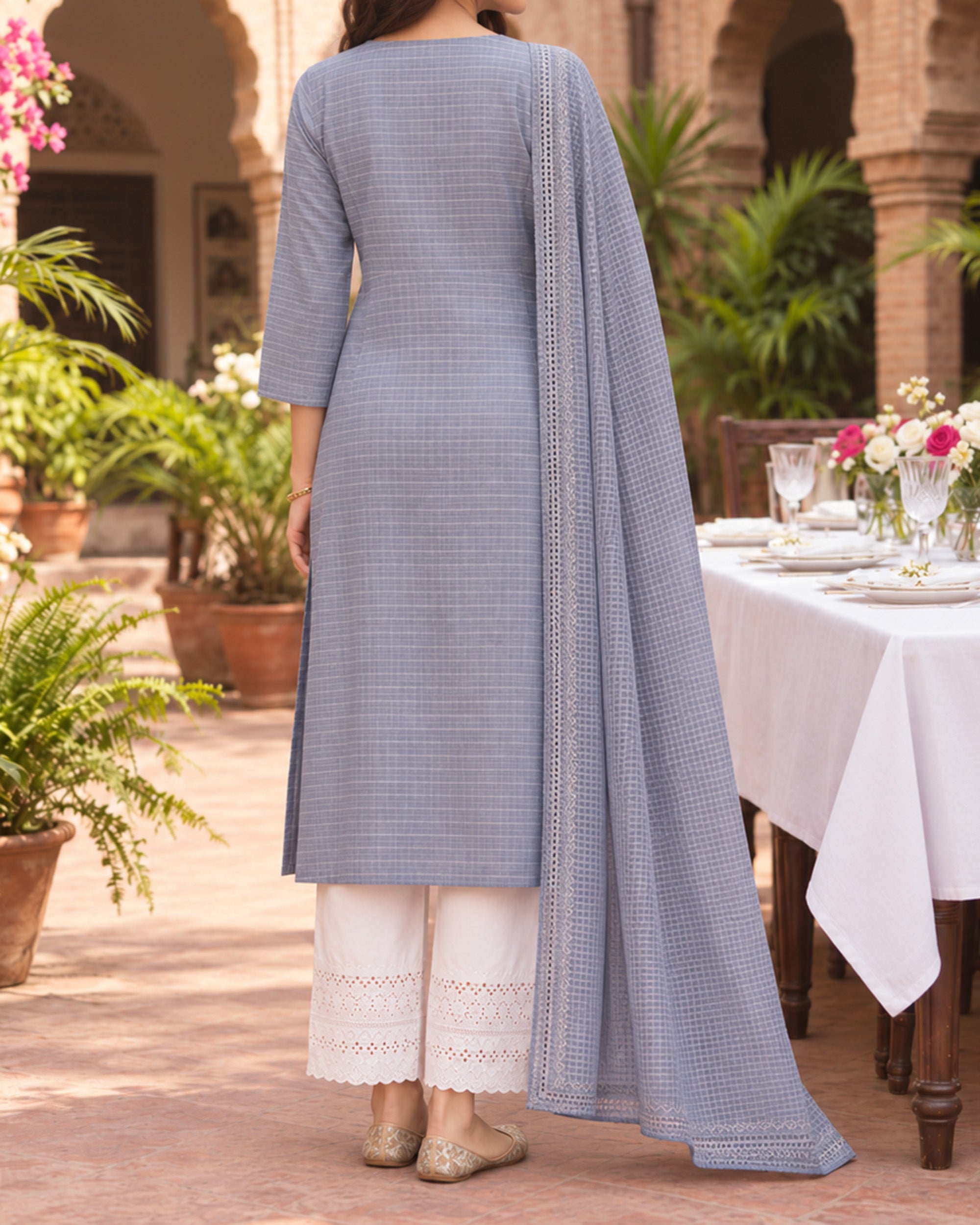 Bin Mujahid Cotton Banarsi Embroidered Suit - 3 Pc, Women, 3Pcs Shalwar Suit, Bin Saeed, Chase Value