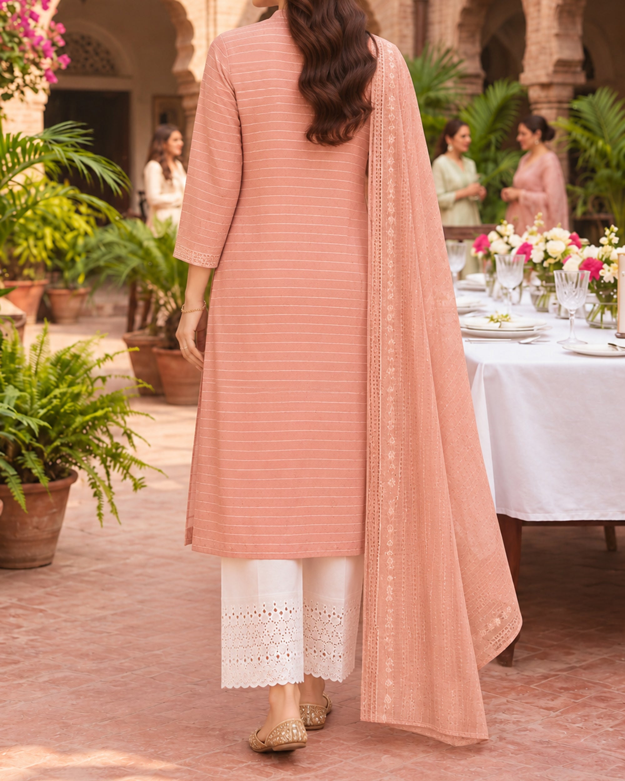 Bin Mujahid Cotton Banarsi Embroidered Suit - 3 Pc, Women, 3Pcs Shalwar Suit, Bin Saeed, Chase Value