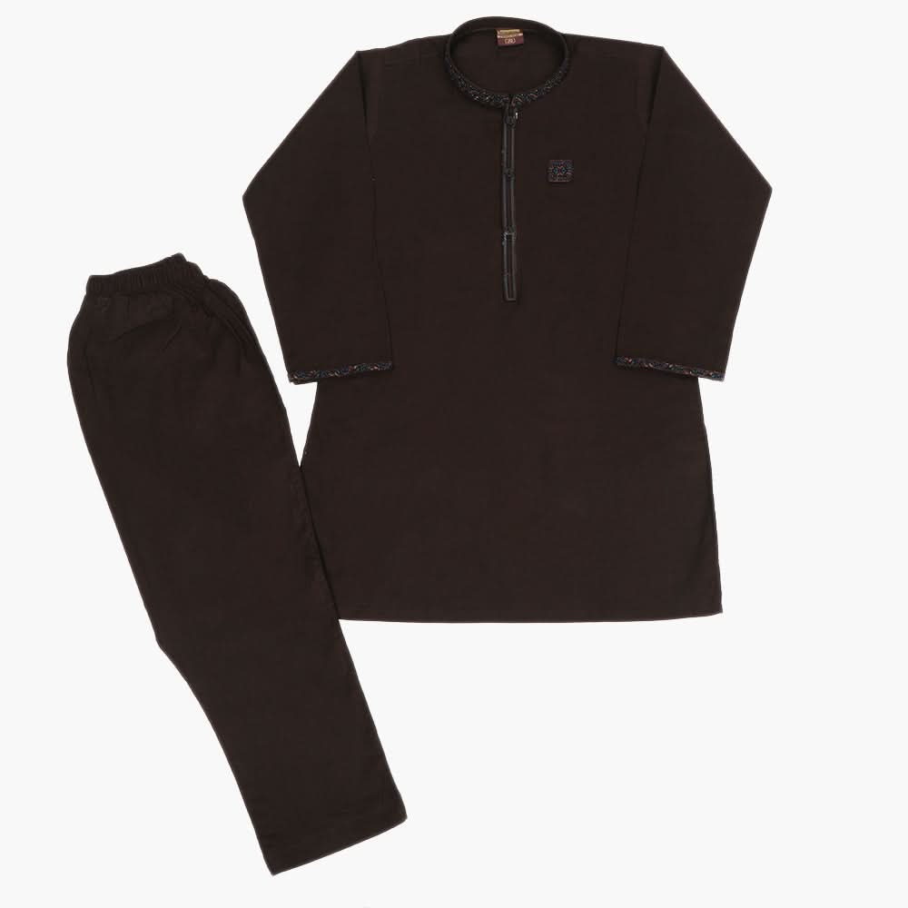 Boys Embroidered Shalwar Suit - Coffee, Boys Shalwar Kameez, Chase Value, Chase Value
