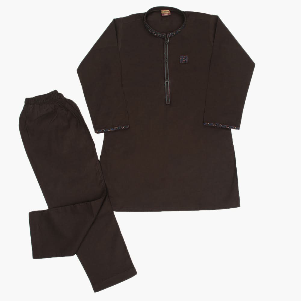 Boys Embroidered Shalwar Suit - Coffee, Boys Shalwar Kameez, Chase Value, Chase Value