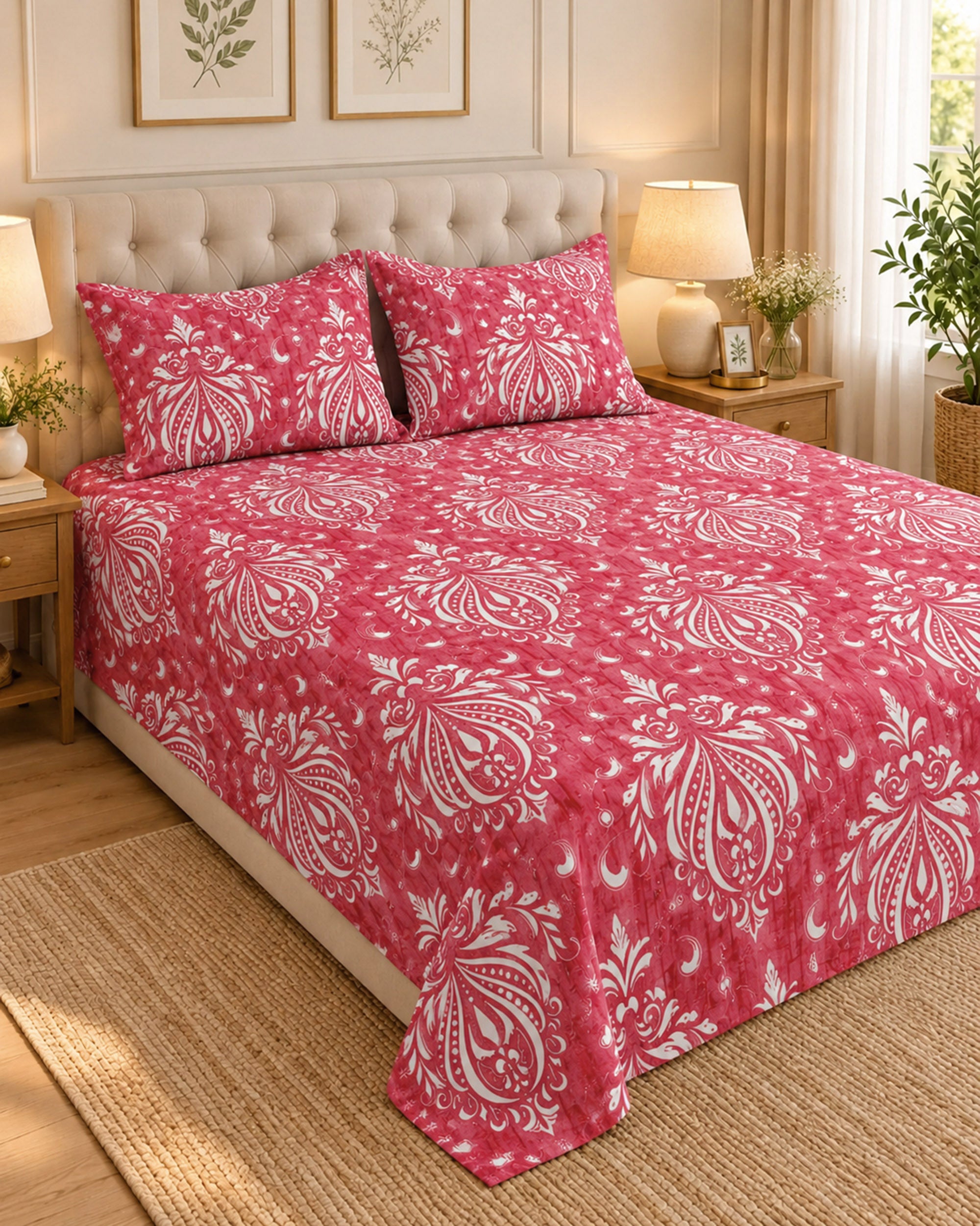 Valuables Printed Double Bedsheet - 90 × 96 Inch