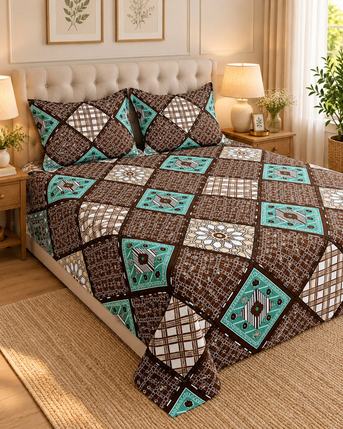 Valuables Printed Double Bedsheet - 90 × 96 Inch