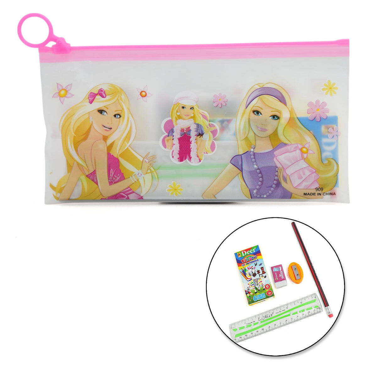Pencil Pouch With Free Stationery Set - Pink, Stationery Pouch & Box, Chase Value, Chase Value