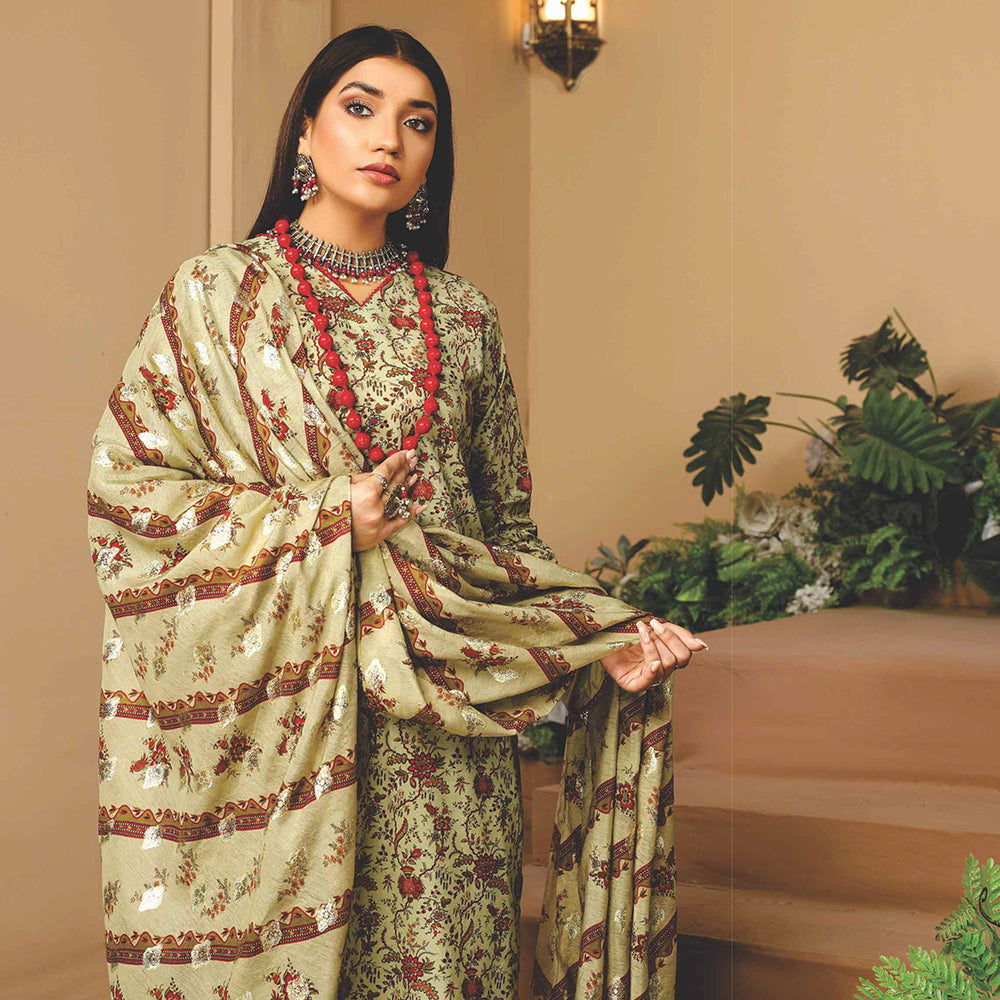 Nizha Linen Printed Luxury Zari Jacquard Unstitched 3Pcs Suit, Women, 3Pcs Shalwar Suit, Rashid Textiles, Chase Value