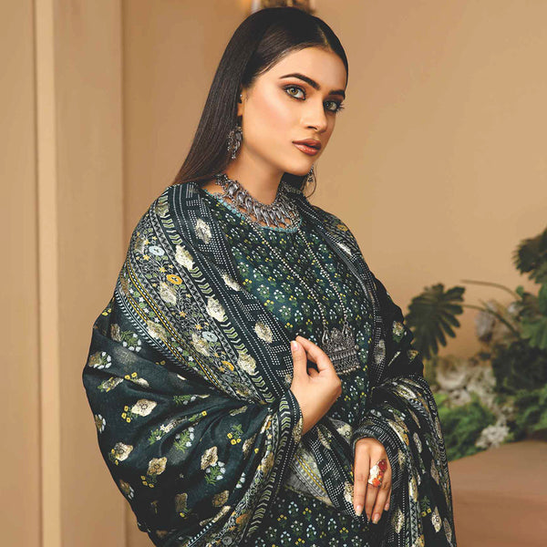 Nizha Linen Printed Luxury Zari Jacquard Unstitched 3Pcs Suit, Women, 3Pcs Shalwar Suit, Rashid Textiles, Chase Value