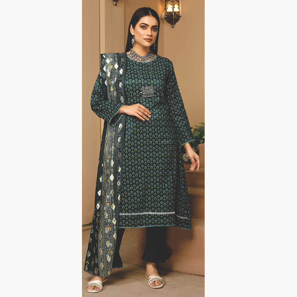Nizha Linen Printed Luxury Zari Jacquard Unstitched 3Pcs Suit, Women, 3Pcs Shalwar Suit, Rashid Textiles, Chase Value