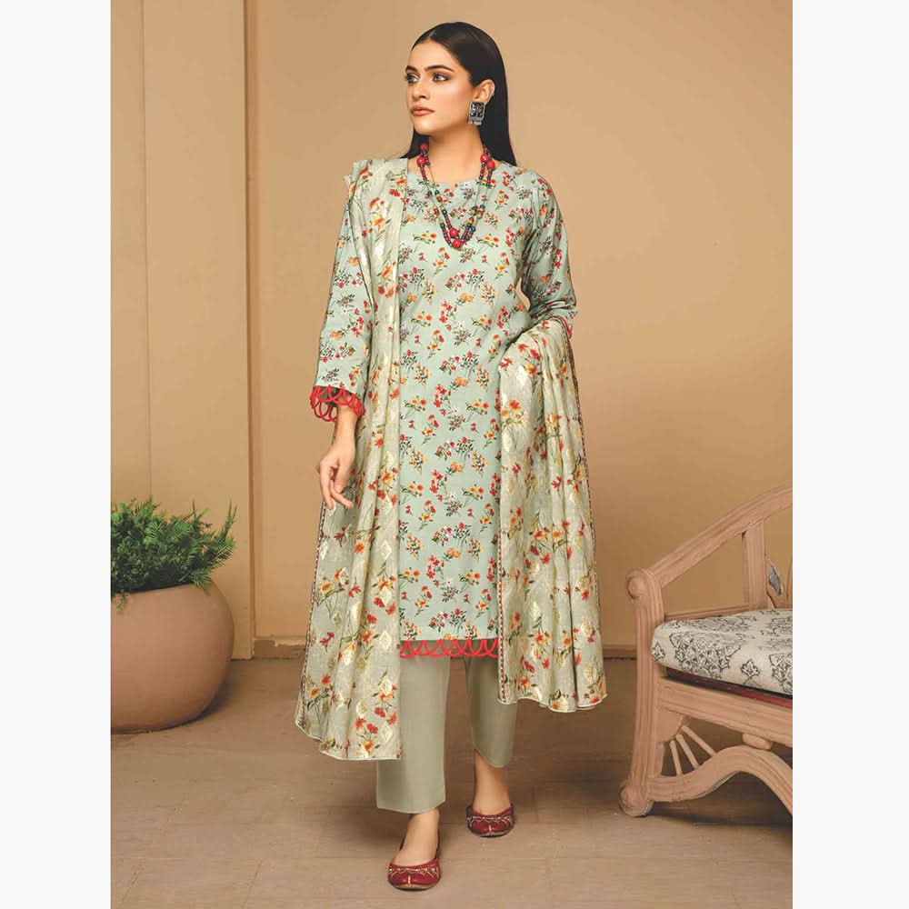 Nizha Linen Printed Luxury Zari Jacquard Unstitched 3Pcs Suit, Women, 3Pcs Shalwar Suit, Rashid Textiles, Chase Value
