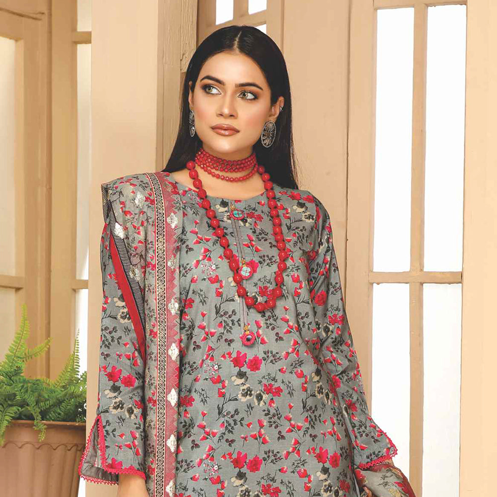 Nizha Linen Printed Luxury Zari Jacquard Unstitched 3Pcs Suit, Women, 3Pcs Shalwar Suit, Rashid Textiles, Chase Value