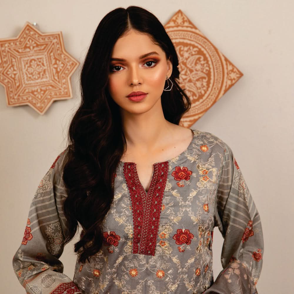 Rashid Sahl Printed Embroidered Lawn Unstitched 3Pcs Suit - 7434, Women, 3Pcs Shalwar Suit, Rashid Textiles, Chase Value