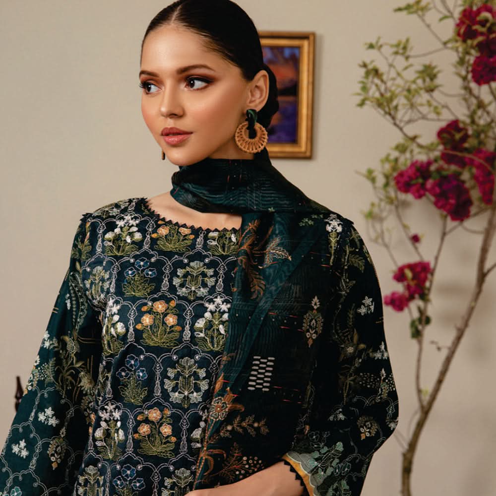 Rashid Sahl Printed Embroidered Lawn Unstitched 3Pcs Suit - 7435, Women, 3Pcs Shalwar Suit, Rashid Textiles, Chase Value