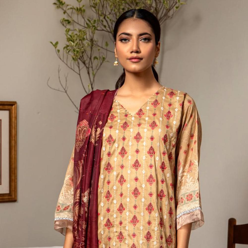 Rashid Sahl Printed Embroidered Lawn Unstitched 3Pcs Suit - 7439, Women, 3Pcs Shalwar Suit, Rashid Textiles, Chase Value