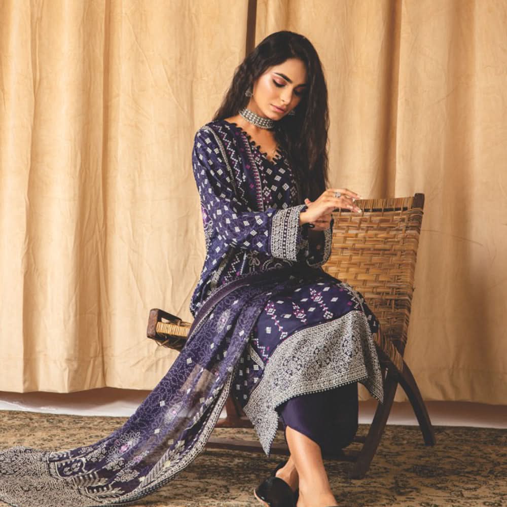 Rashid Chandni Printed Embroidered Lawn Unstitched 3Pcs Suit - 8039, Women, 3Pcs Shalwar Suit, Rashid Textiles, Chase Value