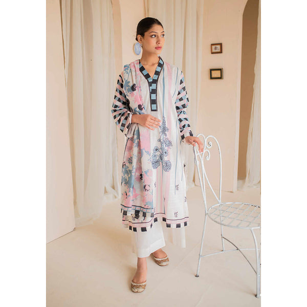 Rashid California Printed Embroidered Lawn Unstitched 3Pcs Suit  - 8186