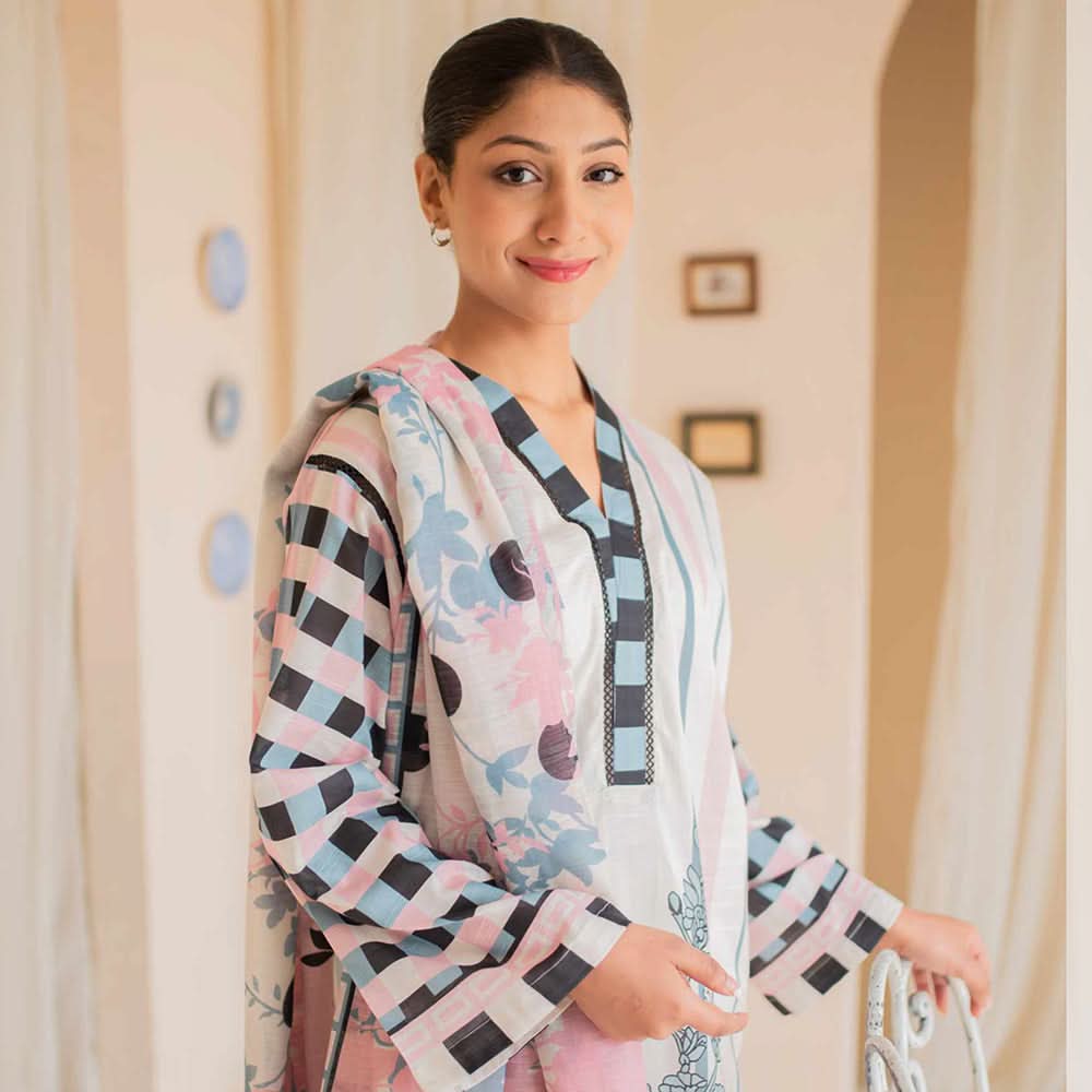 Rashid California Printed Embroidered Lawn Unstitched 3Pcs Suit  - 8186, Women, 3Pcs Shalwar Suit, Rashid Textiles, Chase Value