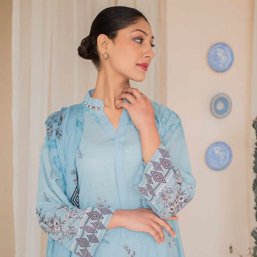 Rashid California Printed Embroidered Lawn Unstitched 3Pcs Suit  - 8188, Women, 3Pcs Shalwar Suit, Rashid Textiles, Chase Value