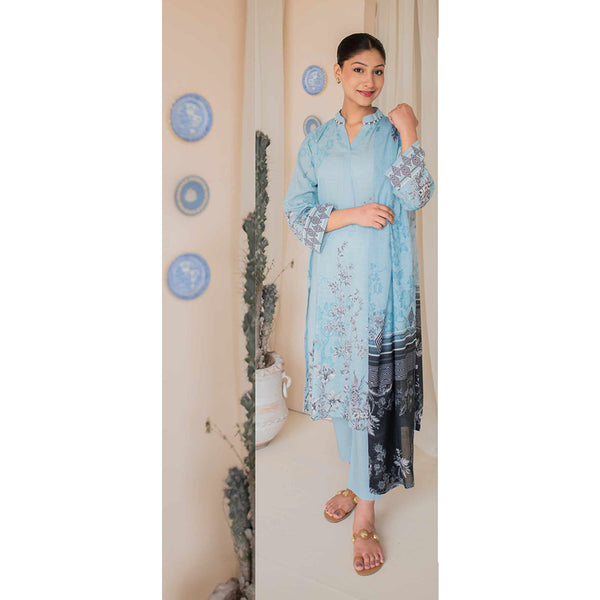 Rashid California Printed Embroidered Lawn Unstitched 3Pcs Suit  - 8188