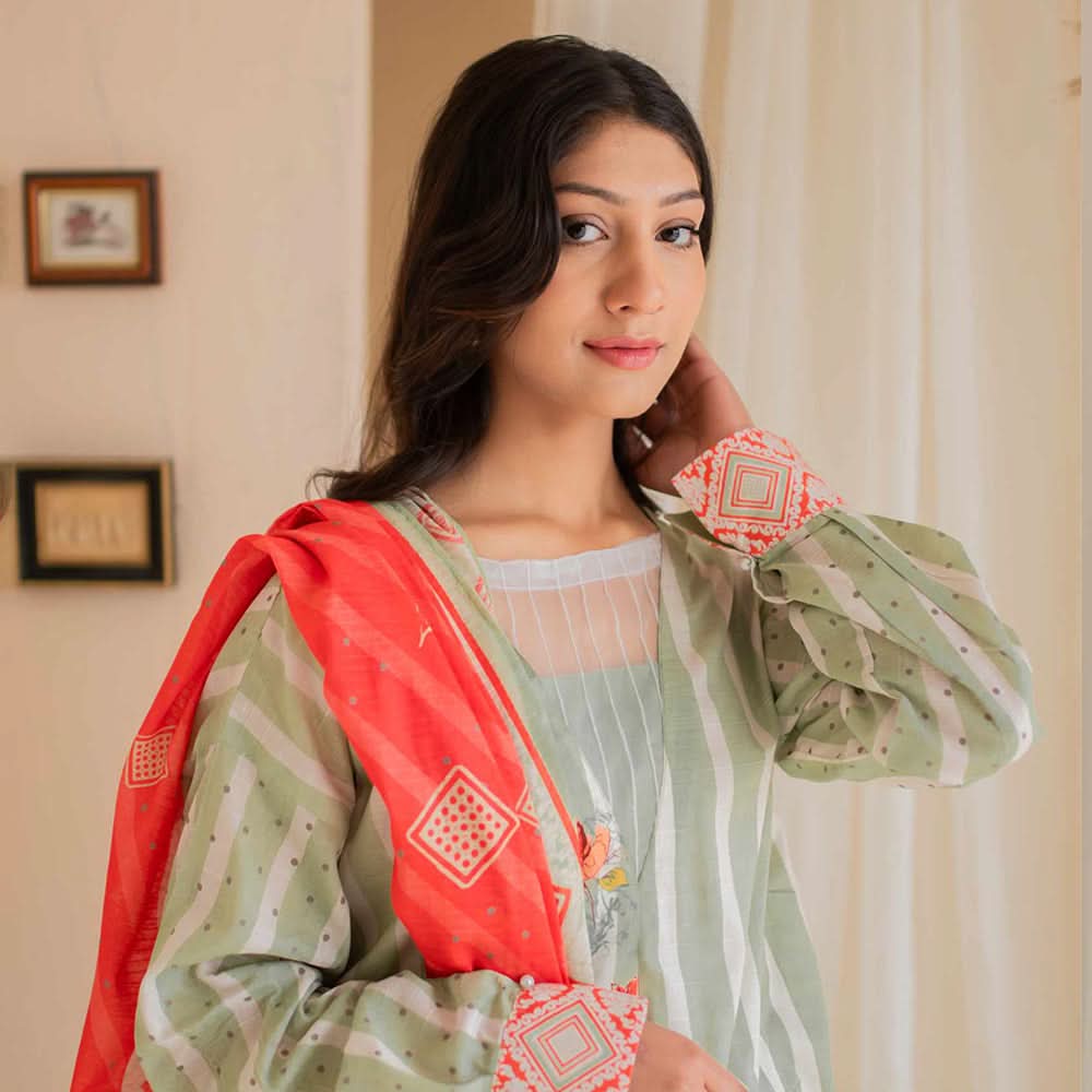 Rashid California Printed Embroidered Lawn Unstitched 3Pcs Suit  - 8190, Women, 3Pcs Shalwar Suit, Rashid Textiles, Chase Value