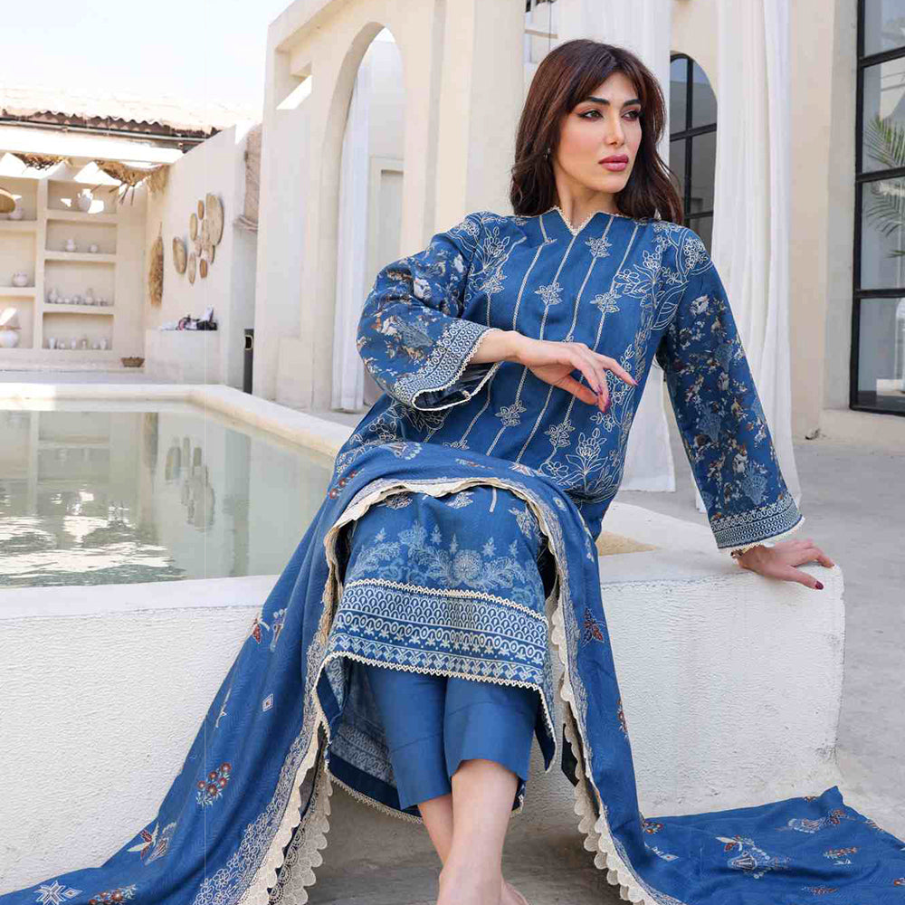 Rashid Khaddar Printed Embroidered Unstitched 3pcs Suit - 8355, Women, 3Pcs Shalwar Suit, Rashid Textiles, Chase Value