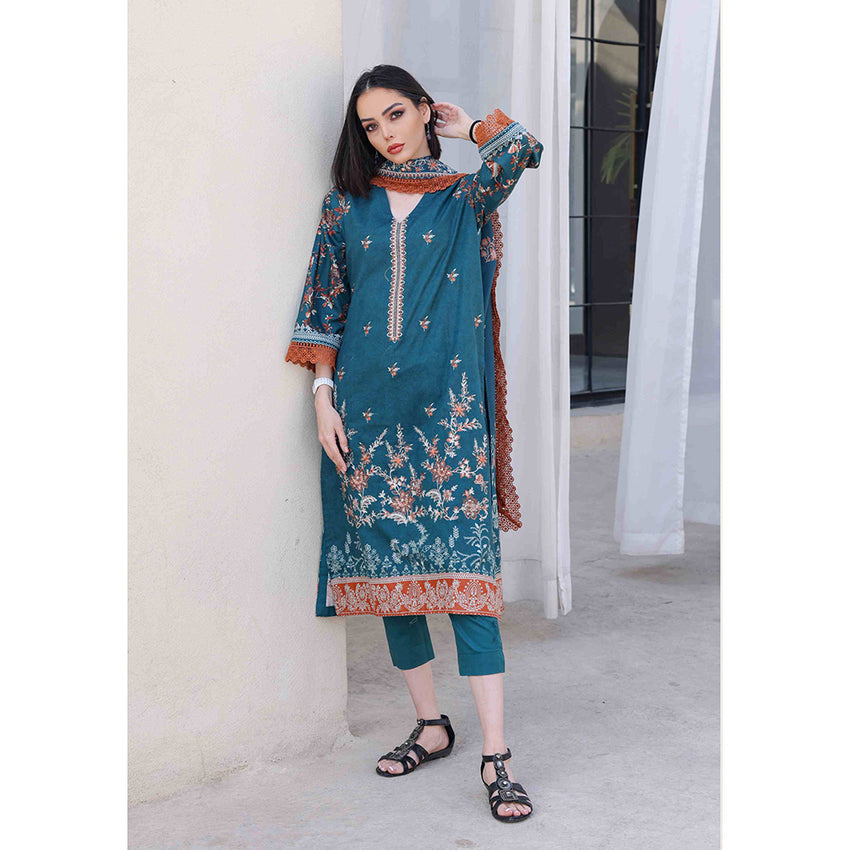 Rashid Khaddar Printed Embroidered Unstitched 3pcs Suit - 8356