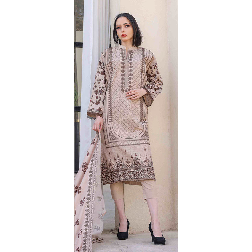 Rashid Khaddar Printed Embroidered Unstitched 3pcs Suit - 8358