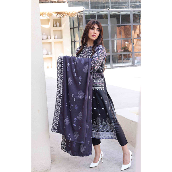 Rashid Khaddar Printed Embroidered Unstitched 3pcs Suit - 8360