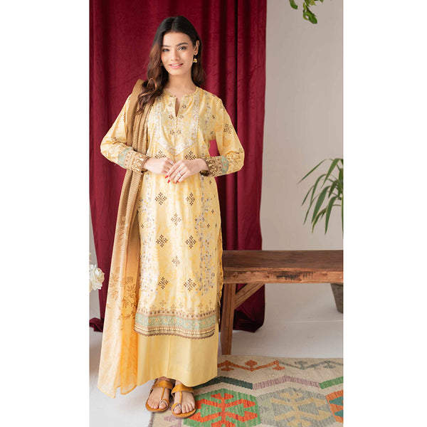 Rashid Bareeha Printed Lawn Embroidered Unstitched 3Pcs Suit - 8671