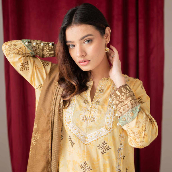 Rashid Bareeha Printed Lawn Embroidered Unstitched 3Pcs Suit - 8671