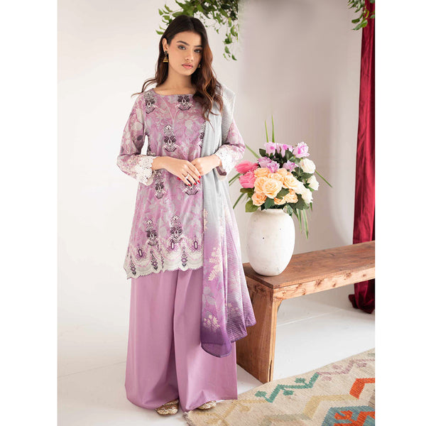 Rashid Bareeha Printed Lawn Embroidered Unstitched 3Pcs Suit - 8673