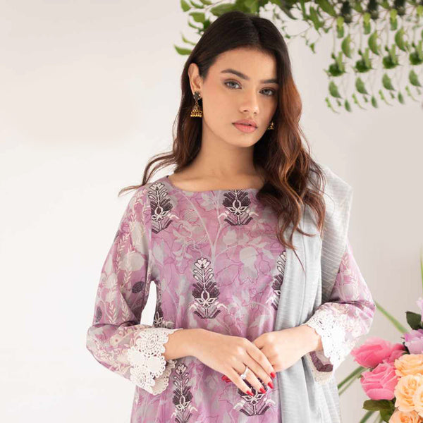 Rashid Bareeha Printed Lawn Embroidered Unstitched 3Pcs Suit - 8673