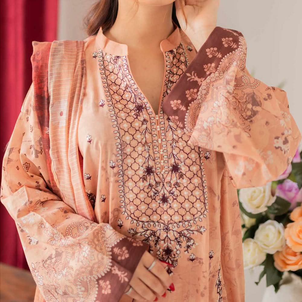 Rashid Bareeha Printed Lawn Embroidered Unstitched 3Pcs Suit - 8674, Women, 3Pcs Shalwar Suit, Rashid Textiles, Chase Value
