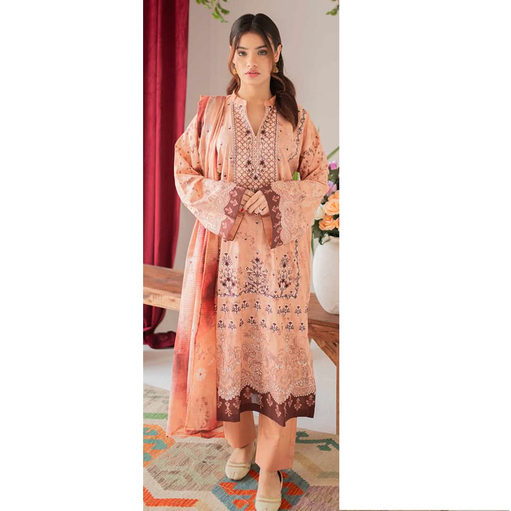 Rashid Bareeha Printed Lawn Embroidered Unstitched 3Pcs Suit - 8674, Women, 3Pcs Shalwar Suit, Rashid Textiles, Chase Value