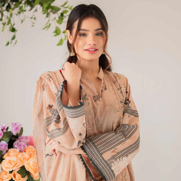 Rashid Bareeha Printed Lawn Embroidered Unstitched 3Pcs Suit - 8677