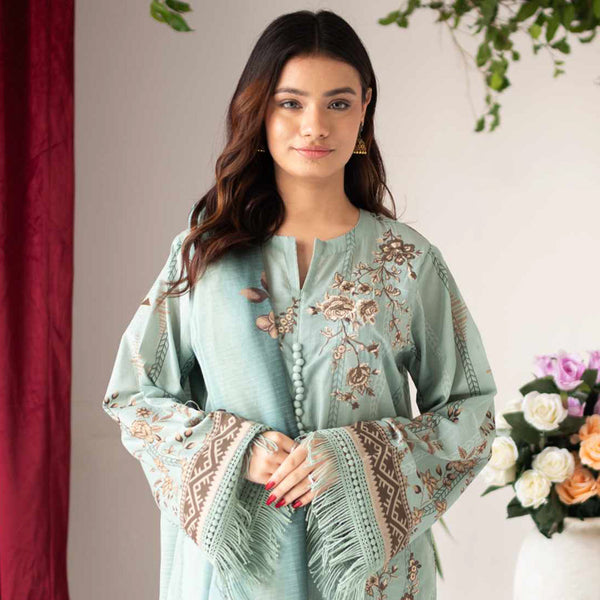 Rashid Bareeha Printed Lawn Embroidered Unstitched 3Pcs Suit - 8679