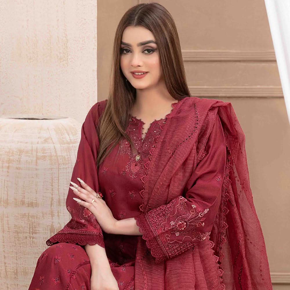 Nezarah Jacquard Emroidered Unstitched 3Pcs Suit - D-9156, Women, 3Pcs Shalwar Suit, Tawakkal Fabrics, Chase Value