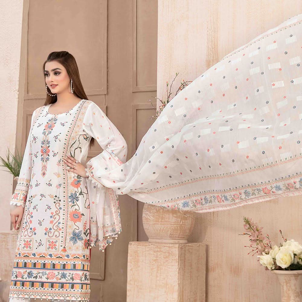 Nezarah Jacquard Emroidered Unstitched 3Pcs Suit - D-9157, Women, 3Pcs Shalwar Suit, Tawakkal Fabrics, Chase Value
