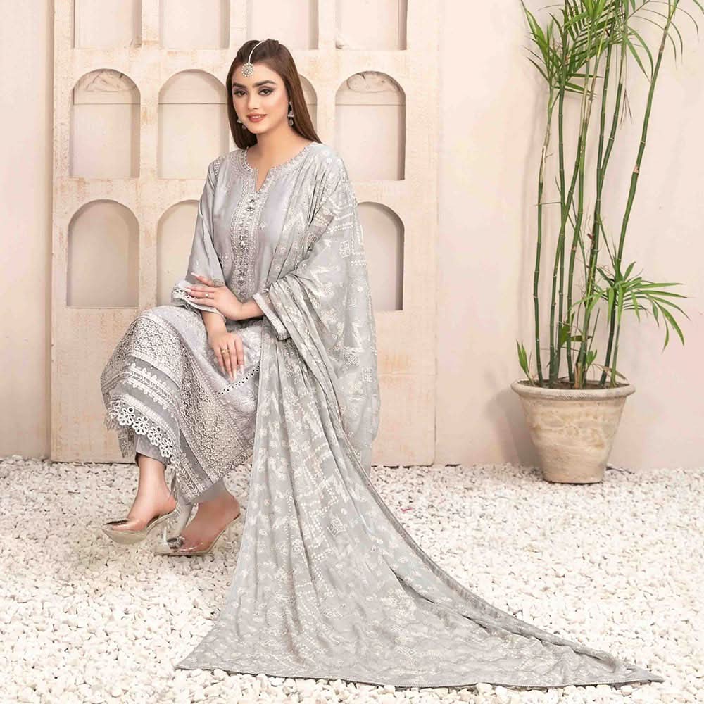 Nezarah Jacquard Emroidered Unstitched 3Pcs Suit - D-9160, Women, 3Pcs Shalwar Suit, Tawakkal Fabrics, Chase Value