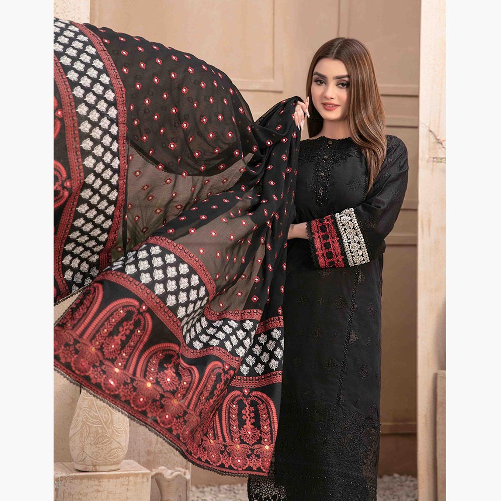 Nezarah Jacquard Emroidered Unstitched 3Pcs Suit - D-9161, Women, 3Pcs Shalwar Suit, Tawakkal Fabrics, Chase Value