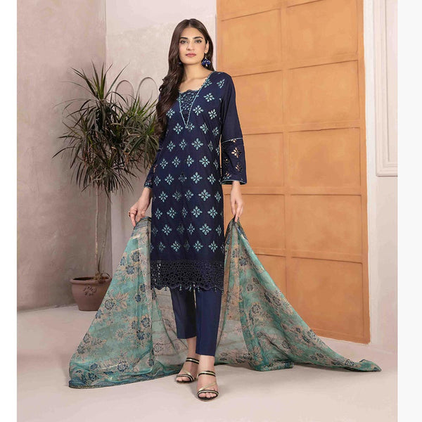 Leena Fancy Schiffli Embroidered Unstitched 3pcs Suit - 9237, Women, 3Pcs Shalwar Suit, Tawakkal Fabrics, Chase Value