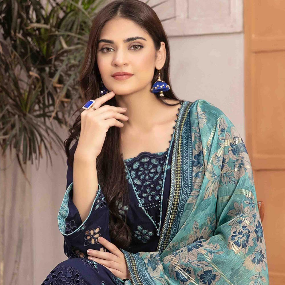 Leena Fancy Schiffli Embroidered Unstitched 3pcs Suit - 9237, Women, 3Pcs Shalwar Suit, Tawakkal Fabrics, Chase Value